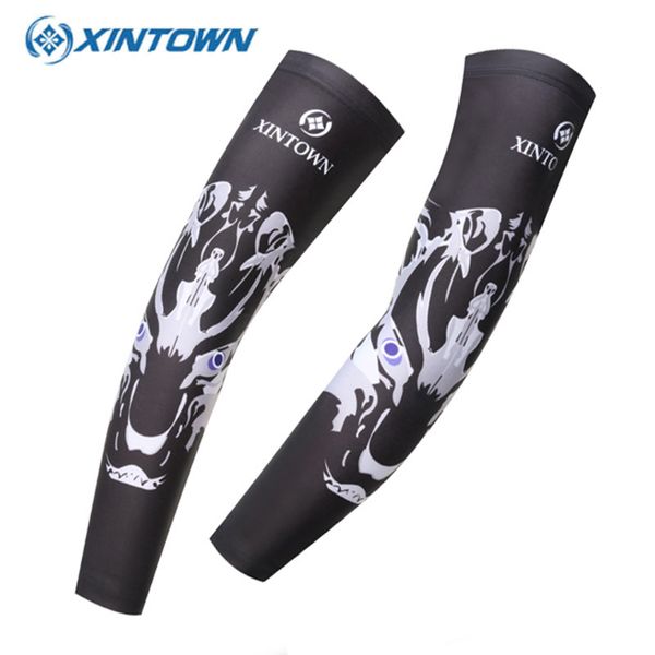 

xintown men sleeve sport archery cycling arm warmer for running bike oversleeve sunscreen hunting hiking fishing armwarmers, Black