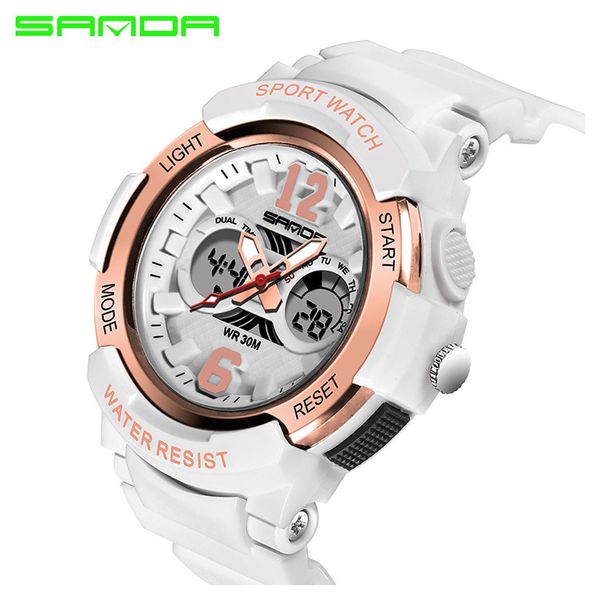

sanda brand 2018 electronic sport watch women watches ladies led digital wristwatch female clock montre femme relogio feminino y18102310, Slivery;brown