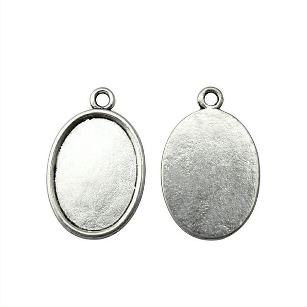 

15 шт. кабошон камея базовый лоток безель пустой ювелирные материалы простой одной стороне один висит внутренний размер 18x25 мм овальный ст, Slivery;crystal