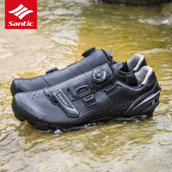 

santic cycling shoes men mtb bike shoes athletics pu self-locking mountain pro bicycle sneakers zapatillas ciclismo black