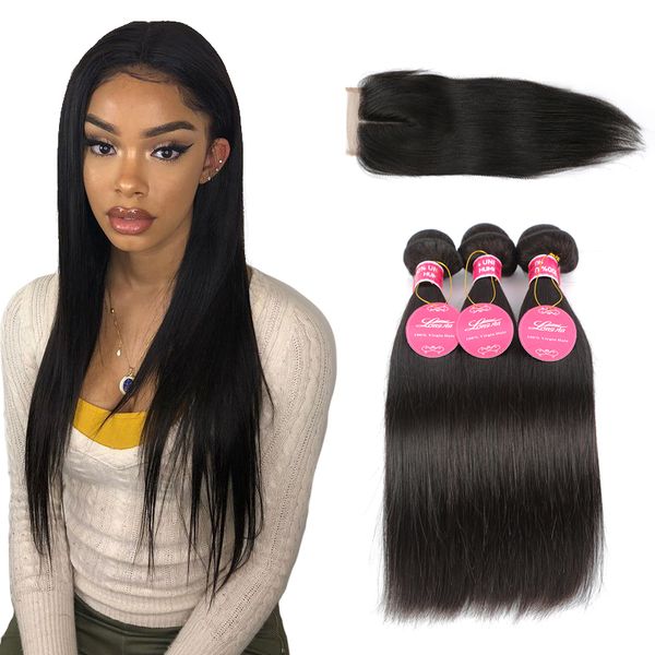 

Brazilian traight human hair bundle with 4x4 lace clo ure 8a mink whole ale unproce ed brazillian traight virgin hair exten ion