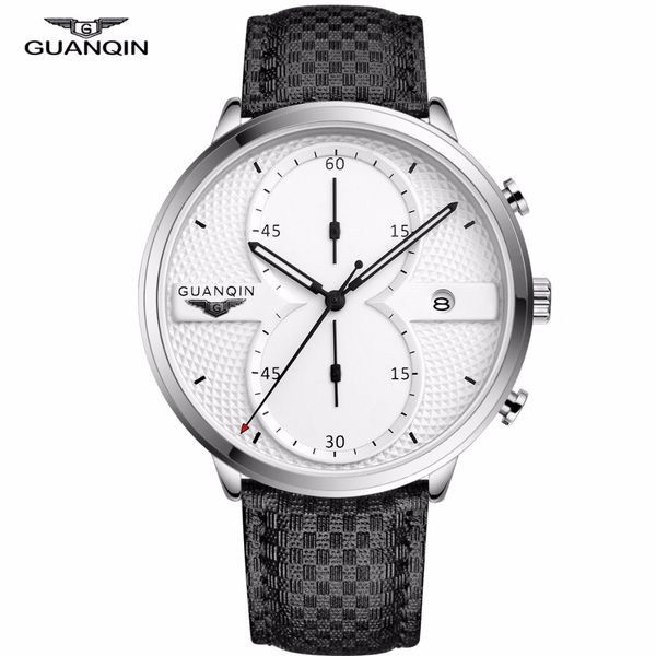 

relogio masculino guanqin men business watches chronograph leather sport quartz wristwatch men clock male, Slivery;brown