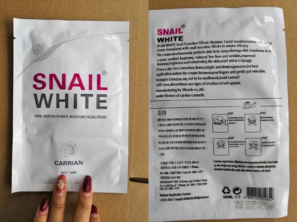 Snail White Gesichtsmaske Snail Secret Filtrate Moisturek Carrian Filtrate Secretion Skin Care Acne Facial Moisture Mask