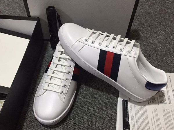 

Best Quality New white designer shoes ACE embroidered blue red Gift Genuine Leather Designer Sneaker Mens Women Casual Shoes