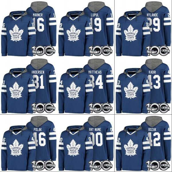 

Toronto Maple Leafs Hoodies 100th Patch 16 Mitchell Marner 29 William Nylander 31 Frederik Andersen 34 Auston Matthews 43 Nazem Kadri Jersey