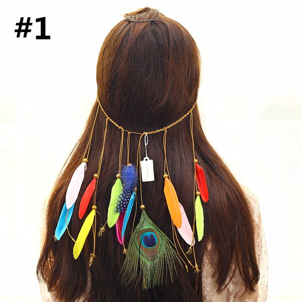 Bohemia Style Hair Accessories Peacock Feather Hair Band Folk