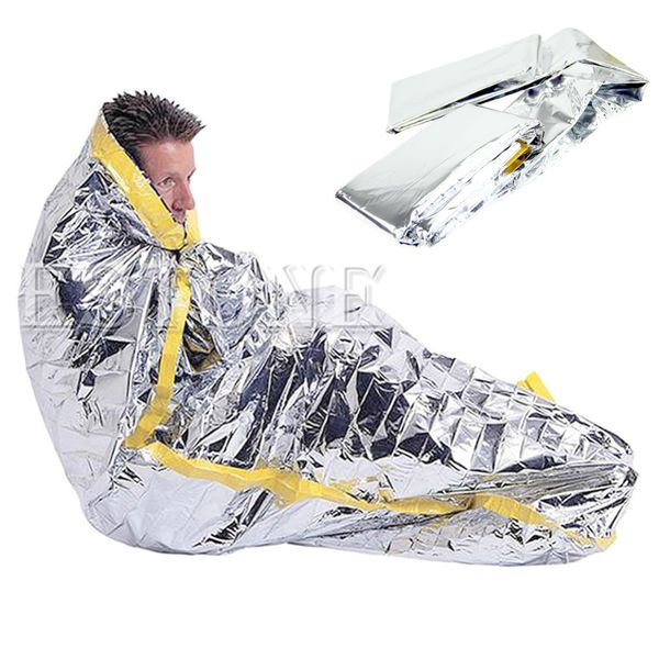 

outdoor portable waterproof reusable emergency silver foil camping survival sleeping bag-k624