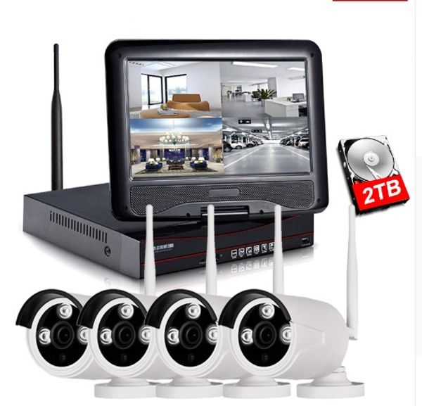 

1080p wirele nvr kit 10 inch lcd monitor 2mp wifi ip camera 4pc p2p cctv camera video home ecurity y tem urveillance et llfa