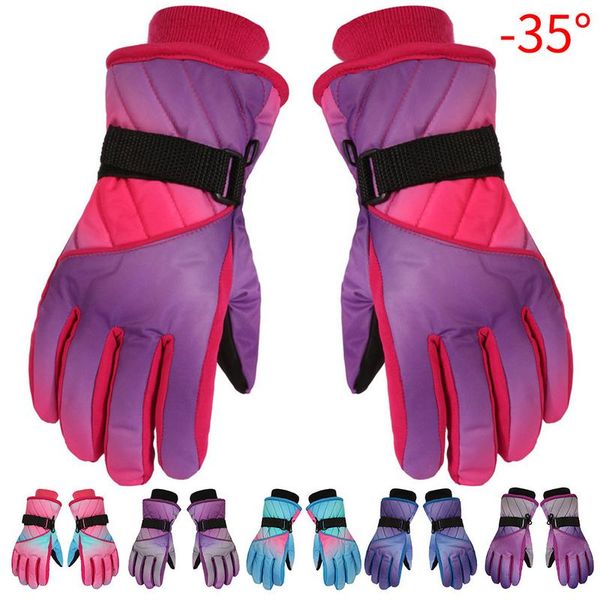 

winter professional ski gloves girls boys waterproof warm gloves snow kids windproof skiing snowboard