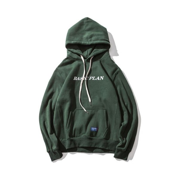 

fleece hoodie for men autumn spring clothing letters printed casual loose hooded street style pullovers sweatshirts, Black