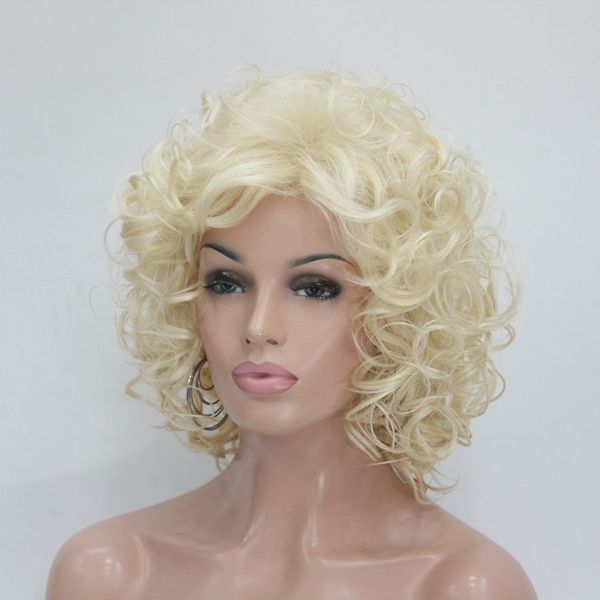 

2017 new cute cosplay blonde curly short women' full wig, Black