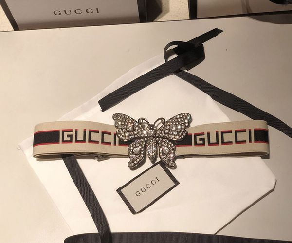 

2018 women belt women 039 belt fa hion cla ic ilver butterfly buckle ela tic braid woman belt with box