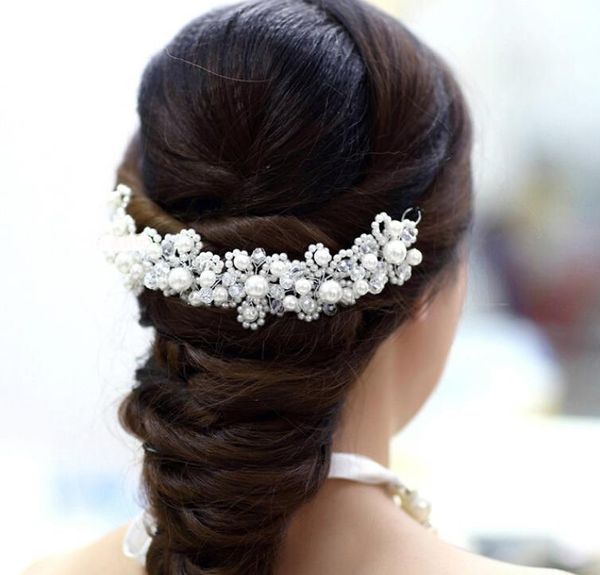 

bride's head ornaments with handmade pearls and wedding ceremonies, Silver