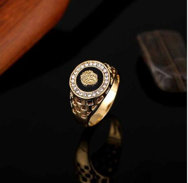 

New fa hion gold and ilver color cla ic men 039 punk tyle hip hop ring lion head male man finger ring for men women ize7 12