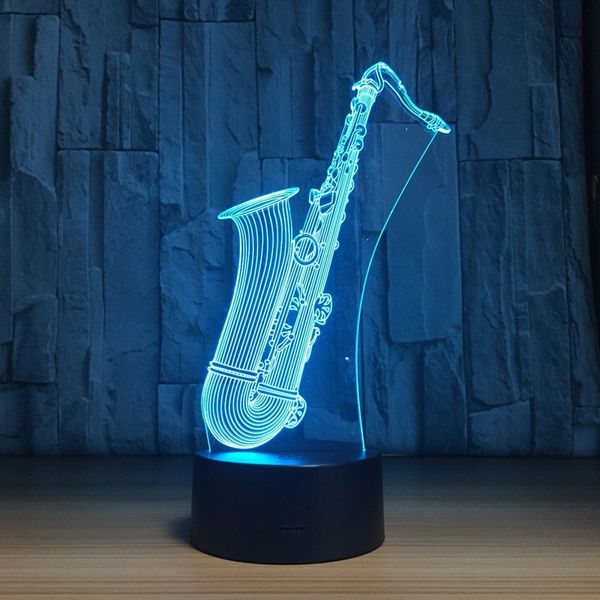 

2018 new led night light saxophone usb 3d lamp 7 colors touch sensor 3d bedroom lights atmosphere decoration gift