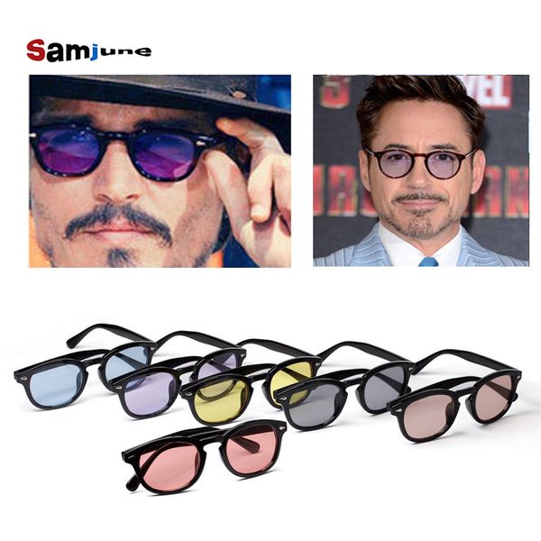 

samjune sunglass men shades brand designer sun glasses women johnny depp rivet eyewear candy color sunglasses female uv400, White;black