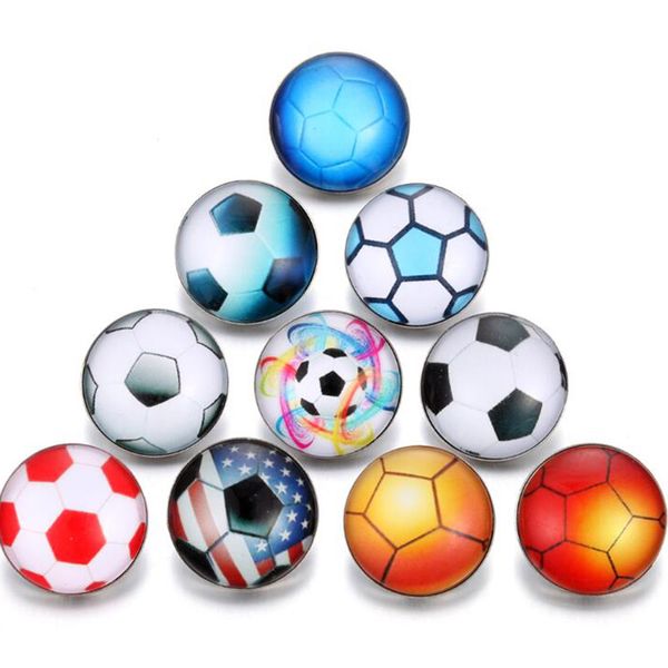 

10pcs sports football team glass snap buttons jewelry fit diy 18mm snap bracelet replaceable button jewelry, Bronze;silver