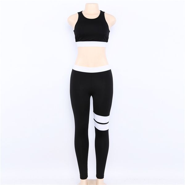 

Active Women 'S Fitness Suits Cropped Tank Workout Bra Top And Legging Pants 2 Pieces Set Fashion Female Red Striped Sexy Tracksuit