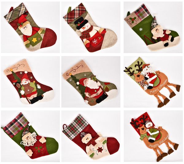 

прекрасные chrismas чулки симпатичные patterns санта рождественские украшения носки 24 ткань модели ёлочные украшения 16101601