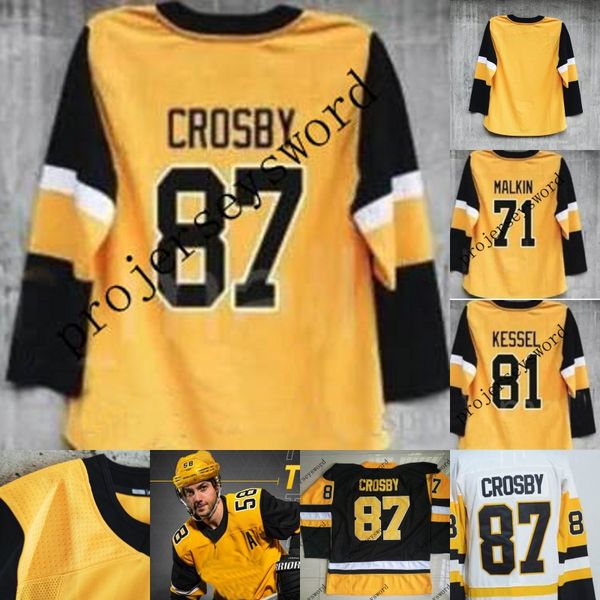 

New Pittsburgh Gold Third Jersey Mens Matt Murray Jake Guentzel Mario Lemieux Evgeni Malkin Phil Kessel Sidney Crosby Hockey Jerseys