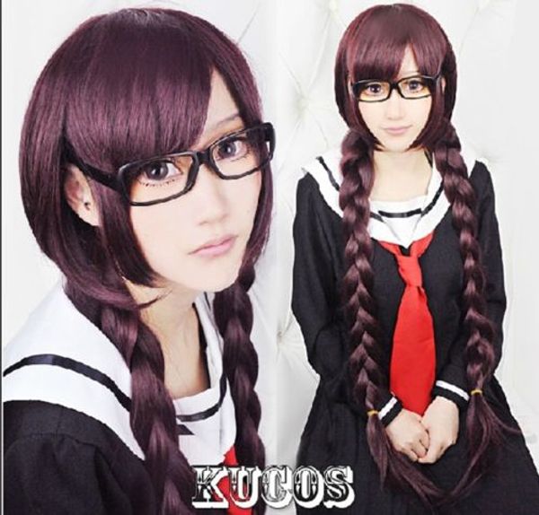 Danganronpa Dangan-Ronpa Toko Fukawa Moda Capelli Lunghi Cosplay Costume Party Parrucca SPEDIZIONE GRATUITA Vendita a buon mercato Dance Party Cosplay