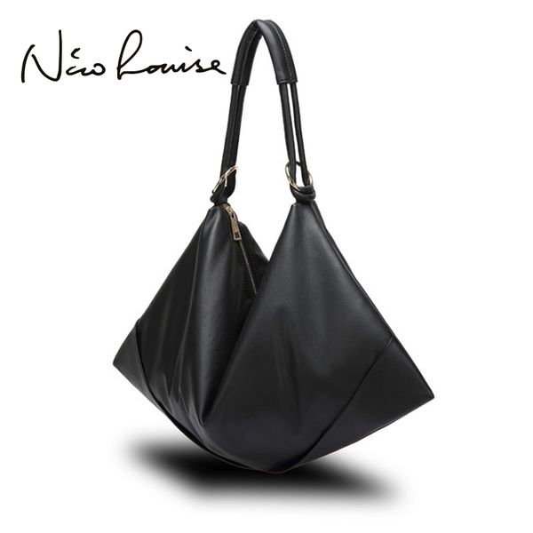 

large slight women hobo leather shoulder bag fashion big casual black leisure shopping bags sac a main femme de marque bolsa d18101104