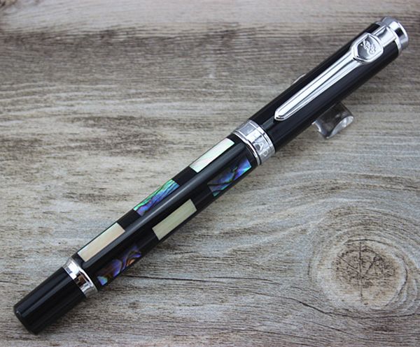 

collectibles jinhao 8802 fountain pen black with multicolor real seashells gift pen