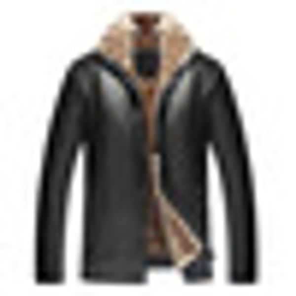 

winter mens pu leather jacket coat warm fleece thick men coat outerwear zipper streetwear fashion lapel business overcoat men, Black;brown