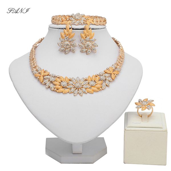 

fani fashion statement jewelry set brand dubai gold-color jewelry set nigerian wedding woman accessories wholesale, Silver