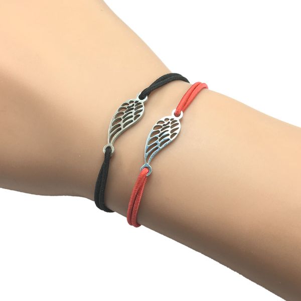 

2pcs wish bracelet stainless steel eagle feather charm heart pendant adjustable cord bracelet for men women, Golden;silver