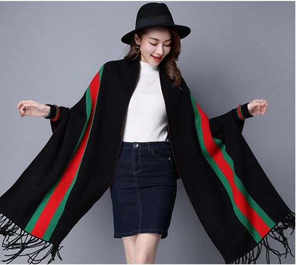 

2018 осень и зима Новый европейский и американский женский толстые полосы двухстор