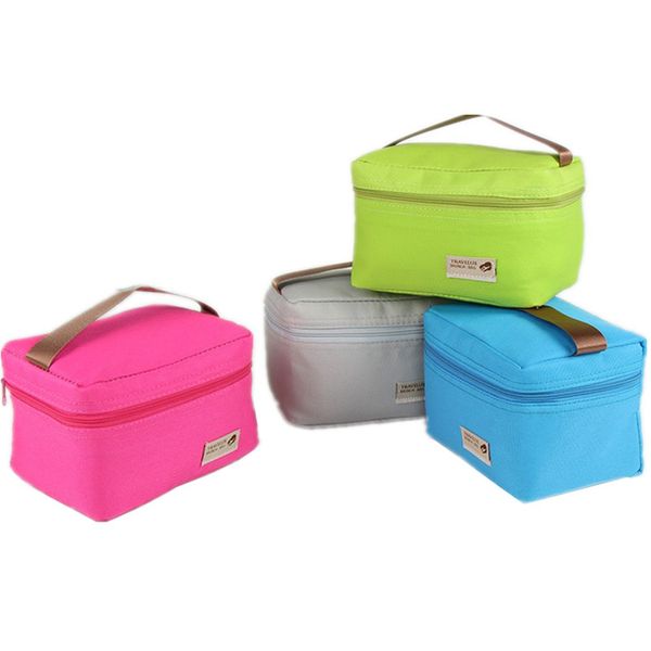 

travel oxford tinfoil insulated cooler thermal picnic lunch bag waterproof tote lunch bag for kids adult, Blue;pink