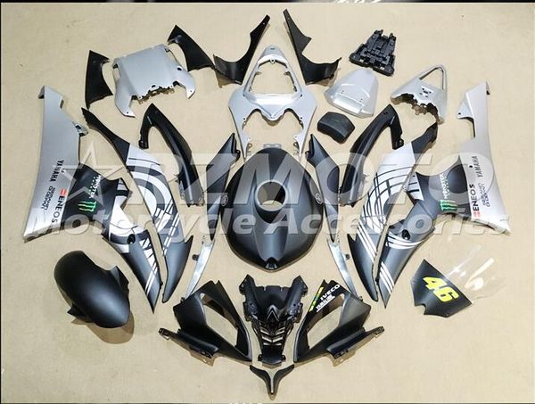 Stampo ad iniezione Nuove carenature per Yamaha YZF-R6 YZF600 R6 08 15 R6 2008-2015 Kit carenatura moto in plastica ABS per carrozzeria Nero argento d16