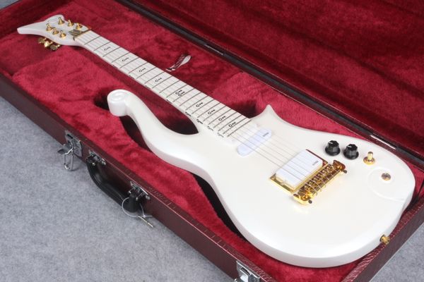 Diamond Series Alpine White Prince Cloud E-Gitarre, goldene Halsstababdeckung, schwarze Knöpfe