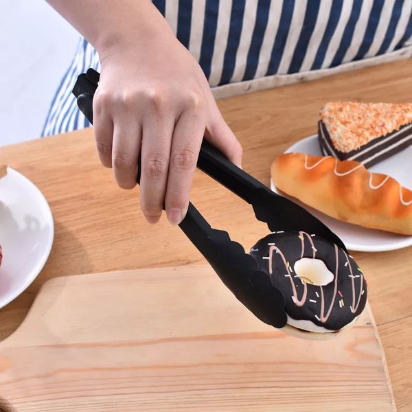 

sell 60pcs/lot 9/12/14 inch black non-stick kitchen tongs stainless steel barbecue tongs pizza bread tong clip