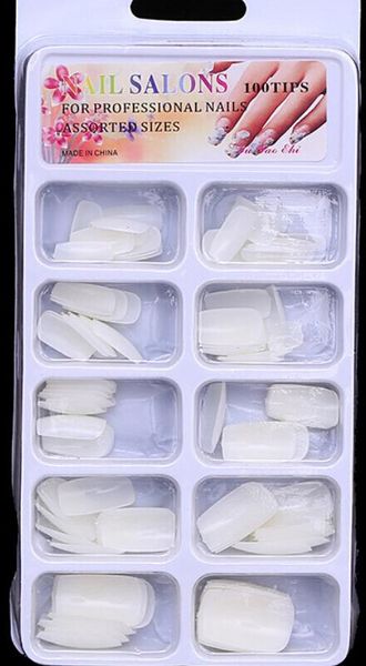 

new false nails 100 pcs cleaner 3 colors french nail diy false nails full tips ing, Red;gold