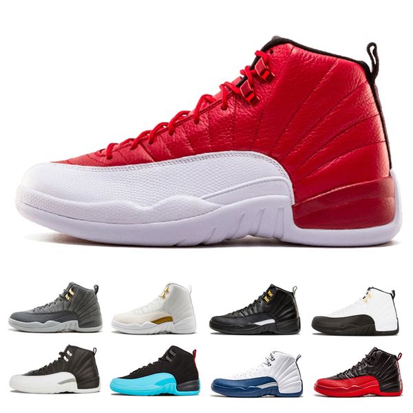 

men athletics sneakers 12s gym red playoffs wolf grey gamma blue basketball shoes 12 men zapatos the master taxi o-black bulls jogging shoes, White;red