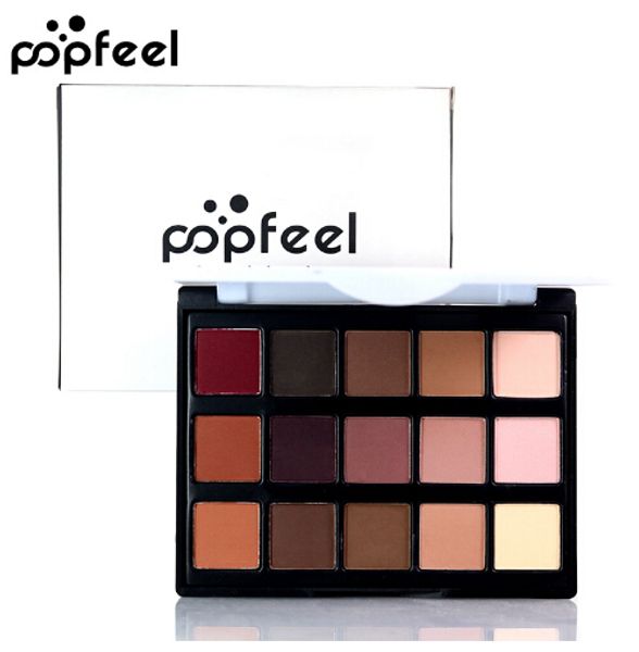 

popfeel 15 colors nude eyeshadow palette professional brand eye makeup smokey eye shadow kit shimmer natural eye shadow palette