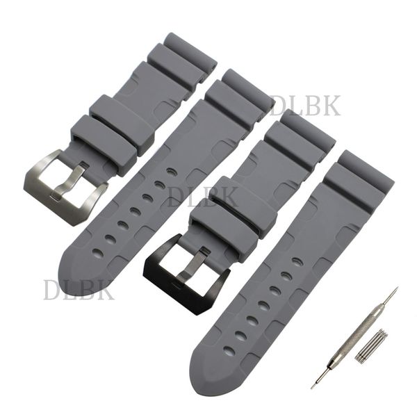 

24mm 26mm (Buckle 22mm) Men Gray Diving Silicone Rubber Watch Band Strap Sport Bracelet Strap Stainless Steel Buckle for Panerai LUMINOR