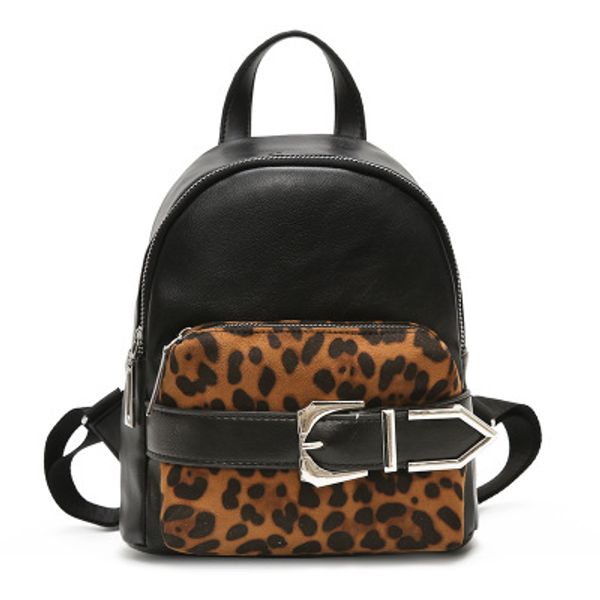 

new fashion rivet women backpack leopard print shoulder bag punk school bags for teenagers girl travel backpack leather bags
