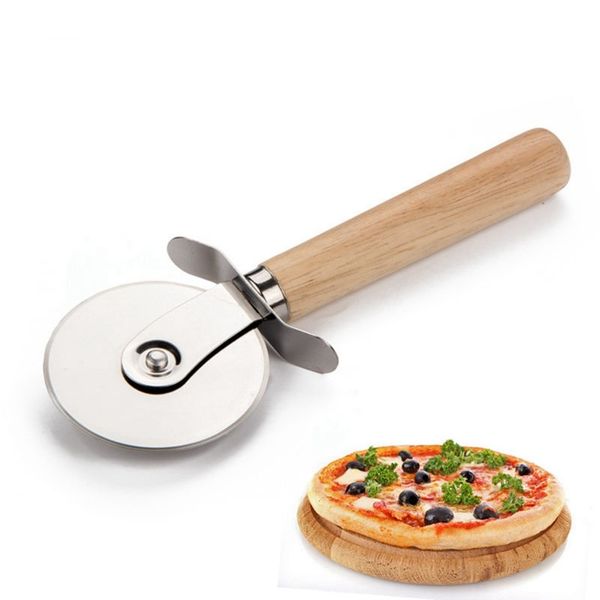 

пицца фрезы из нержавеющей стали пицца колеса с деревянной ручкой пицца нож тесто макаронные изделия тесто щипцы круглый кухонный инвентарь