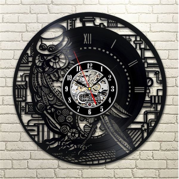 Steampunk Owl Elements Creative Vinyl Wall Quartz Wall Clock Home