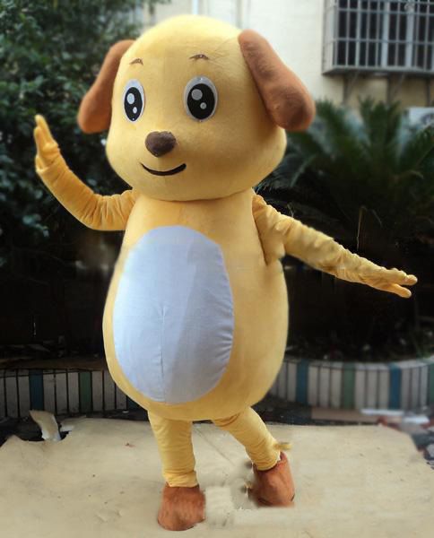 2018 venda direta da Fábrica Amarelo cão da mascote do traje tamanho Adulto traje de Mascote do cão Amarelo Frete grátis