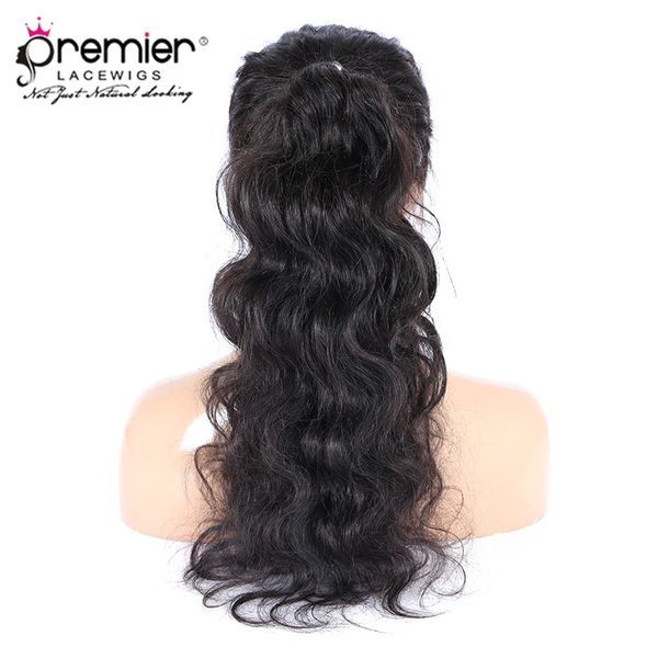 

premier 360 lace wigs brazilian virgin hair wigs body wave ponytail pre-plucked bleach knots 150% density deep lace parting human lace wigs, Black;brown