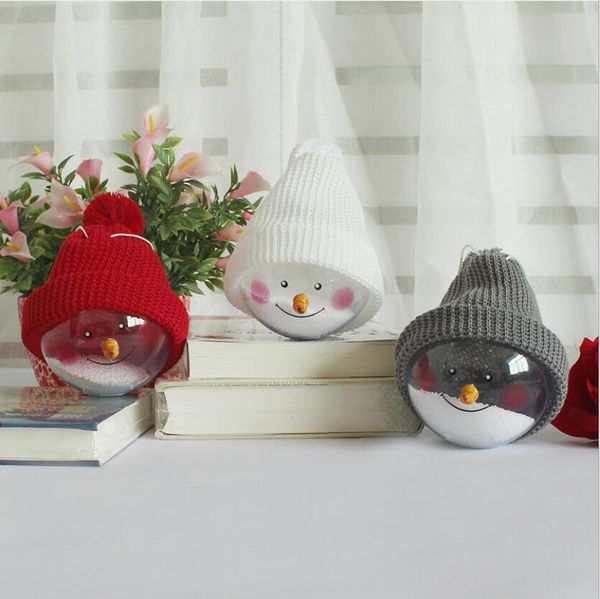 Acheter Set Décorations De Noël Mignon Transparent En Plastique Transparent Boule De Bonhomme De Neige Chapeau De Noël Intérieur Décoration De Table