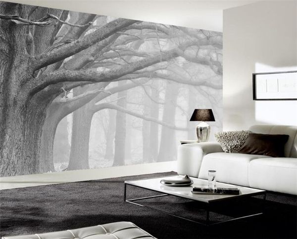 3d Wallpaper Living Room Bedroom Murals Modern Black And White Forest Tree Art Tv Wall Murals Wallpaper For Walls 3 D Wallpaper Wide Net Wallpaper