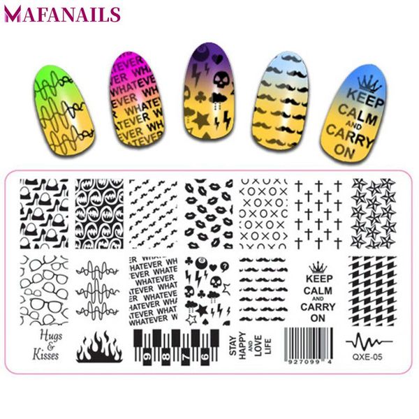 

new 1pcs 6*12cm nail art stamping plates number glasses fire letters pattern stamping nail image templates manicure stamps, White
