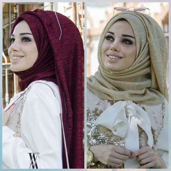 

fashion muslim hijab scarf female gold sliver thread dubai arab lady pashmina long hijab head scarf 70"x 27, Red