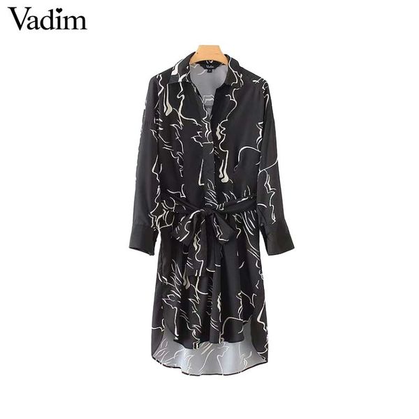 

vadim women bow tie sashes floral shirt dress long sleeve turn down collar pleated casual mini dresses vestidos mujer qa664, White;black