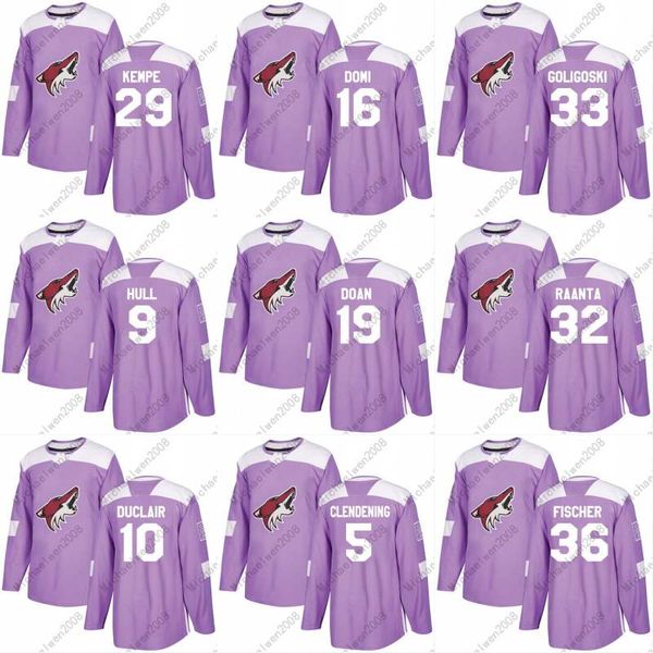 

2018 Fights Cancer Jersey 19 Shane Doan 97 Jeremy Roenick 75 Kyle Capobianco 6 Jakob Chychrun 44 Kevin Connauton Arizona Coyotes Jersey